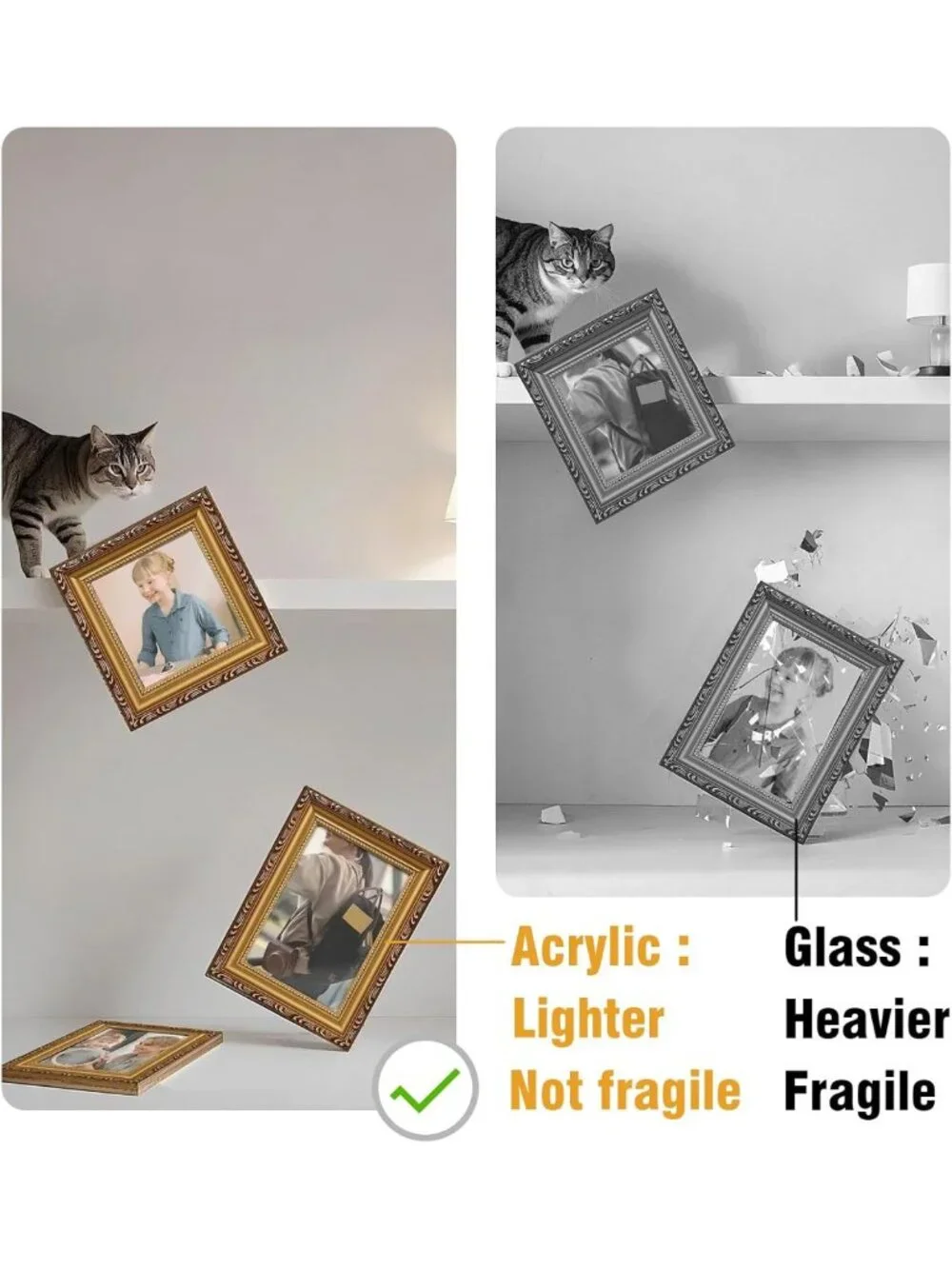 Elegant 8x10 Gold Picture Frame - Wall Hanging & Tabletop Display, Vintage Style